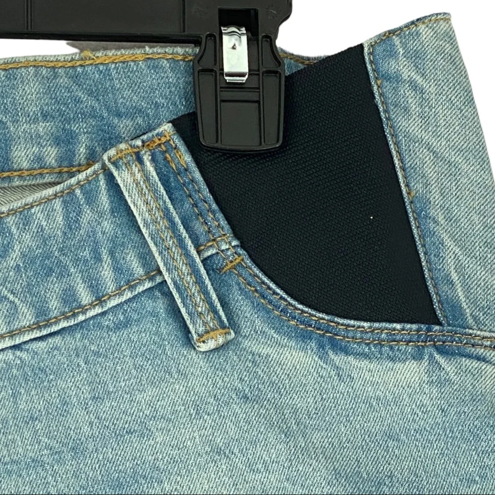 Isabel Maternity Side Panel Midi Maternity Jean Shorts Light Wash Size 4. - Picture 5 of 11